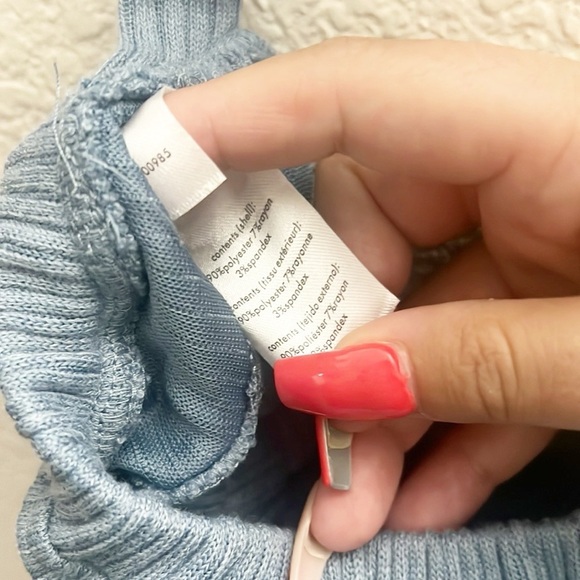 WeWoreWhat Blue New Without Tag Tie Halter Ribbed Bra Top - Picture 10 of 10